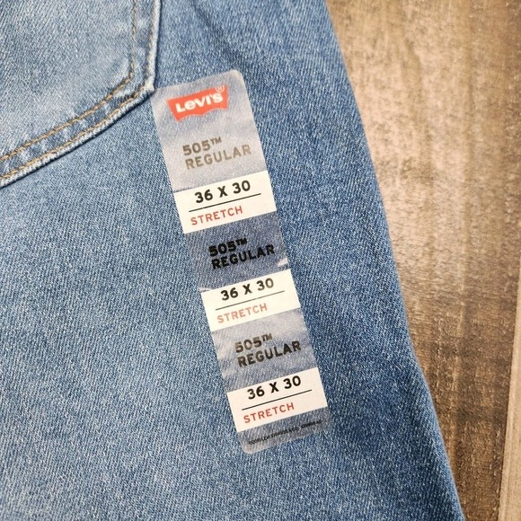 Mens Levis 505 Regular size 36x30 Stretch Blue Mid Rise Jeans NEW - Picture 3 of 9